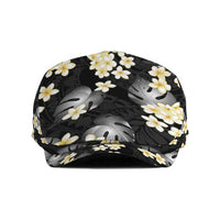 Black Tropical Hawaii Jeff Hat Seamless Monstera Plumeria Hawaiian Pattern - Polynesian Pride