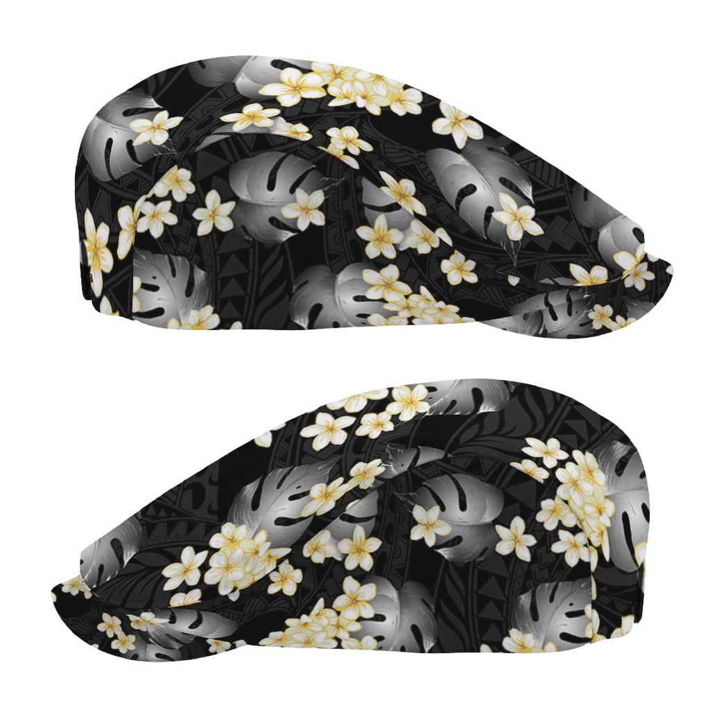 Black Tropical Hawaii Jeff Hat Seamless Monstera Plumeria Hawaiian Pattern - Polynesian Pride