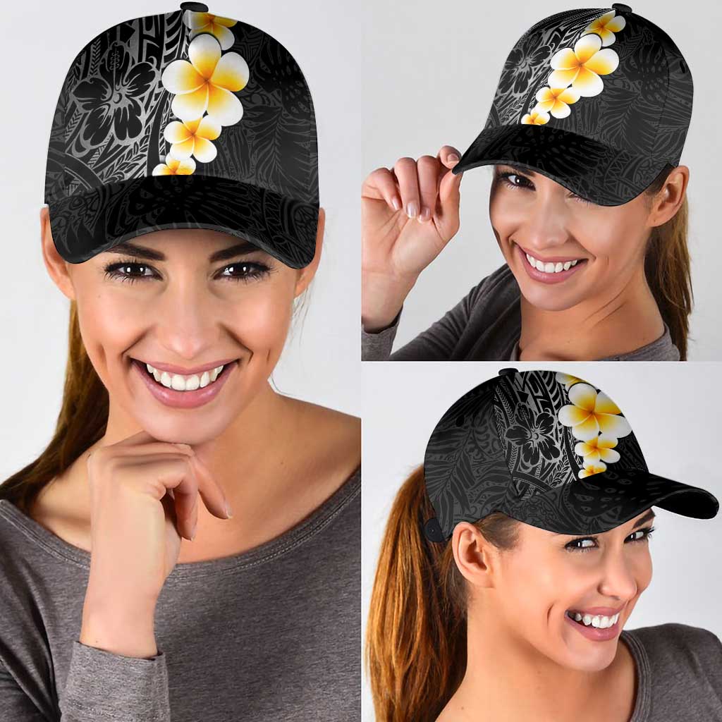 Black Tropical Plumeria With Galaxy Polynesian Art Classic Cap LT14