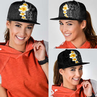 Black Tropical Plumeria With Galaxy Polynesian Art Snapback Cap - Polynesian Pride