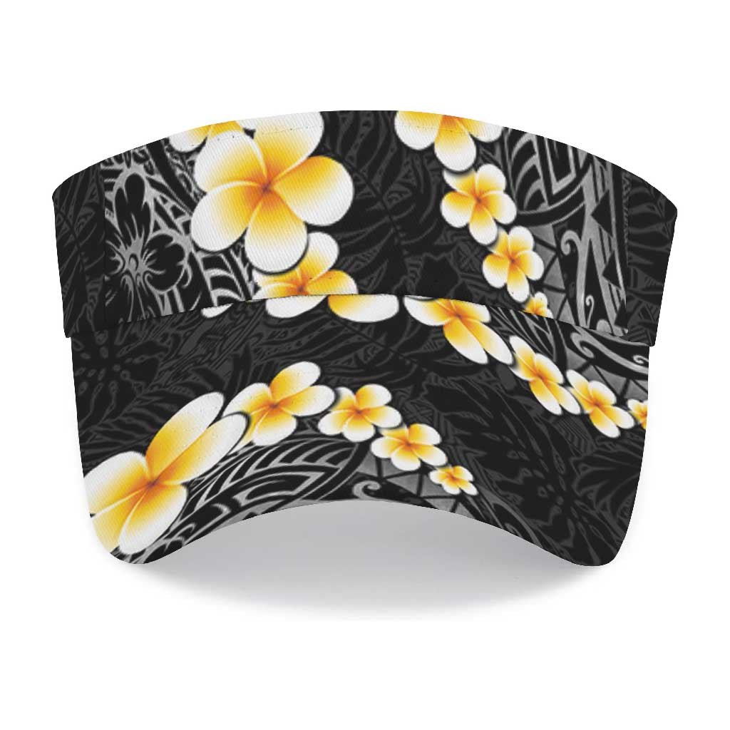 Black Tropical Plumeria With Galaxy Polynesian Art Sun Visor Cap LT14 - Polynesian Pride