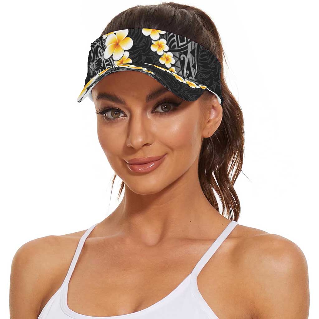 Black Tropical Plumeria With Galaxy Polynesian Art Sun Visor Cap LT14 - Polynesian Pride