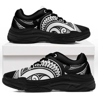 Black White New Zealand Puhoro Ta Moko Chunky Sneakers LT14 Black - Polynesian Pride