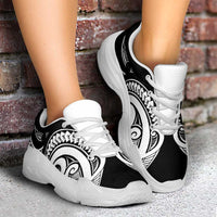 Black White New Zealand Puhoro Ta Moko Chunky Sneakers LT14 - Polynesian Pride