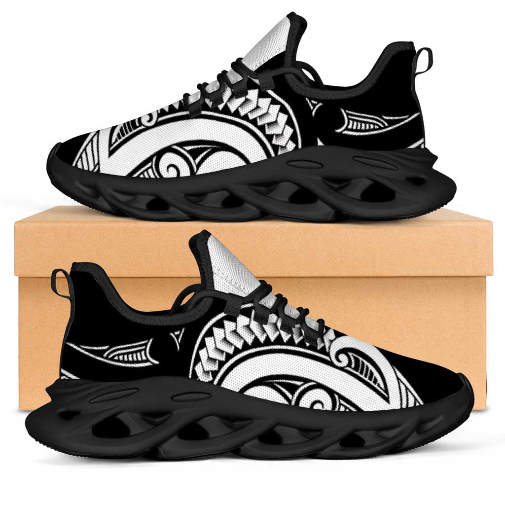 Black White New Zealand Puhoro Ta Moko Clunky Sneakers LT14 Black - Polynesian Pride