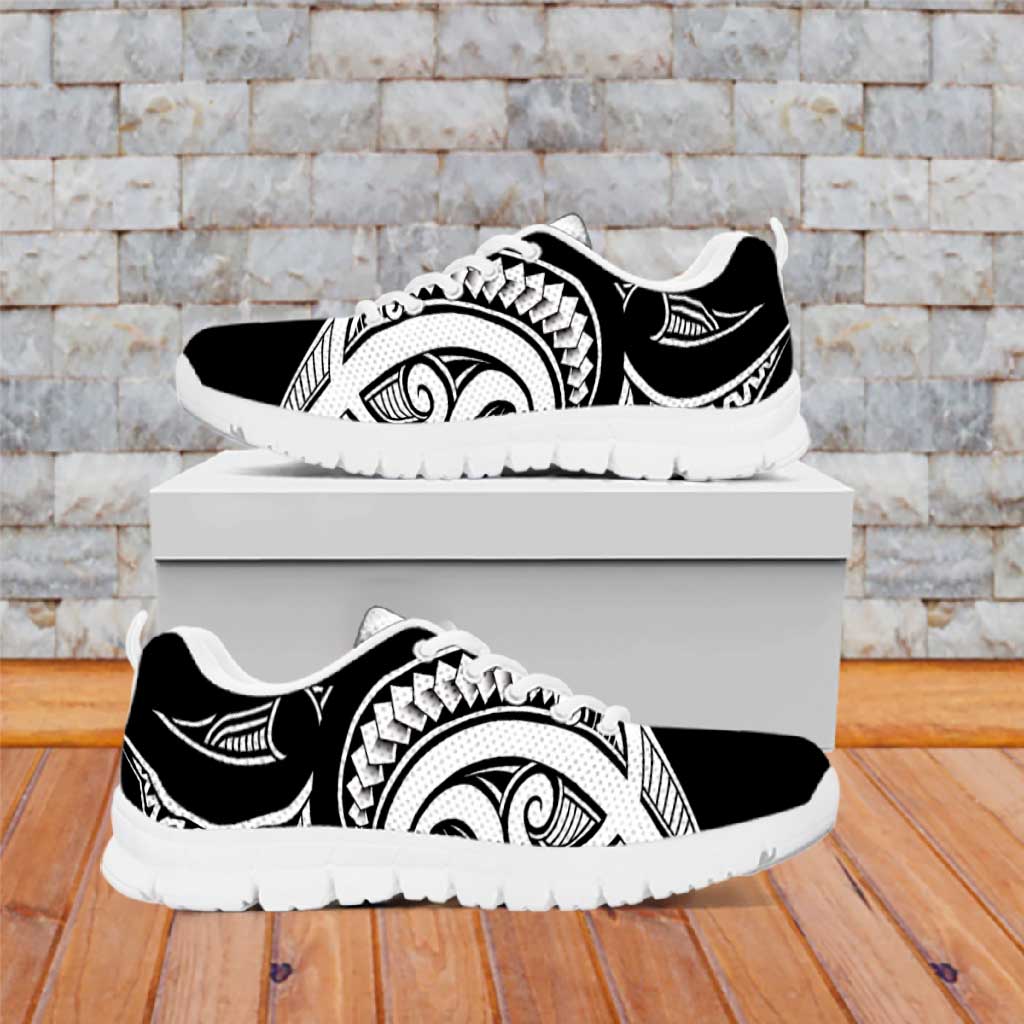 Black White New Zealand Puhoro Ta Moko Sneakers LT14 Black - Polynesian Pride