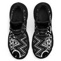 Black White New Zealand Taniko Motifs Clunky Sneakers Aotearoa Maori Plumeria Curve Style