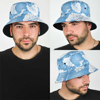 Blue Aloha Hawaii Bucket Hat Monstera Hibiscus Plumeria Seamless Vibes - Polynesian Pride