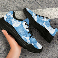 Blue Aloha Hawaii Chunky Sneakers Monstera Hibiscus Plumeria Seamless Vibes - Polynesian Pride