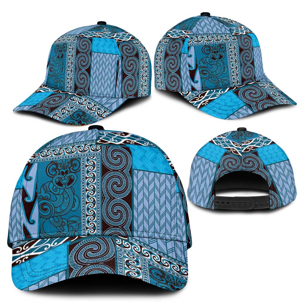 Blue Aotearoa Kowhaiwhai Pattern Classic Cap NZ Maori Quilt Style - Polynesian Pride