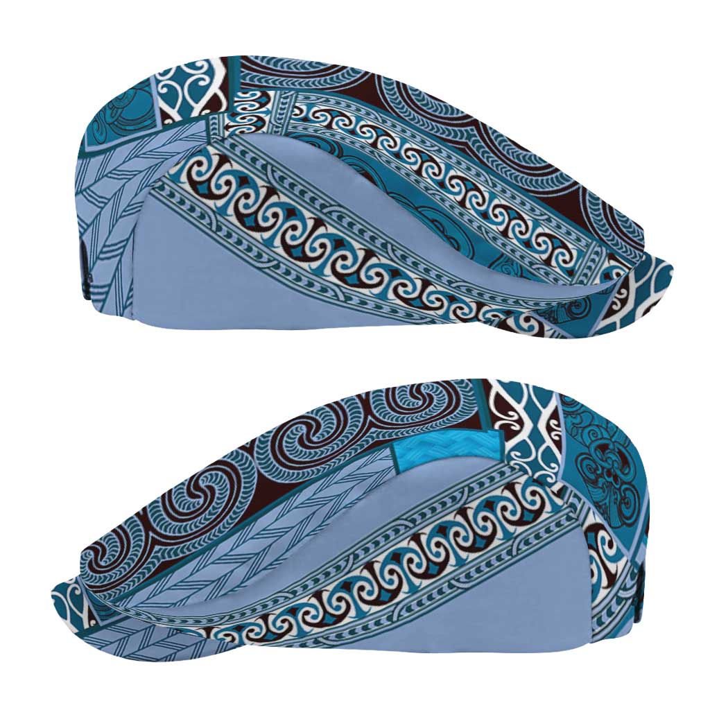Blue Aotearoa Kowhaiwhai Pattern Jeff Hat NZ Maori Quilt Style - Polynesian Pride