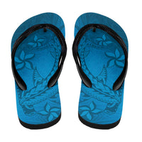 Blue Gradient Polynesia Flip Flops Hawaiian Tribal Hammerhead Shark Tattoo - Polynesian Pride