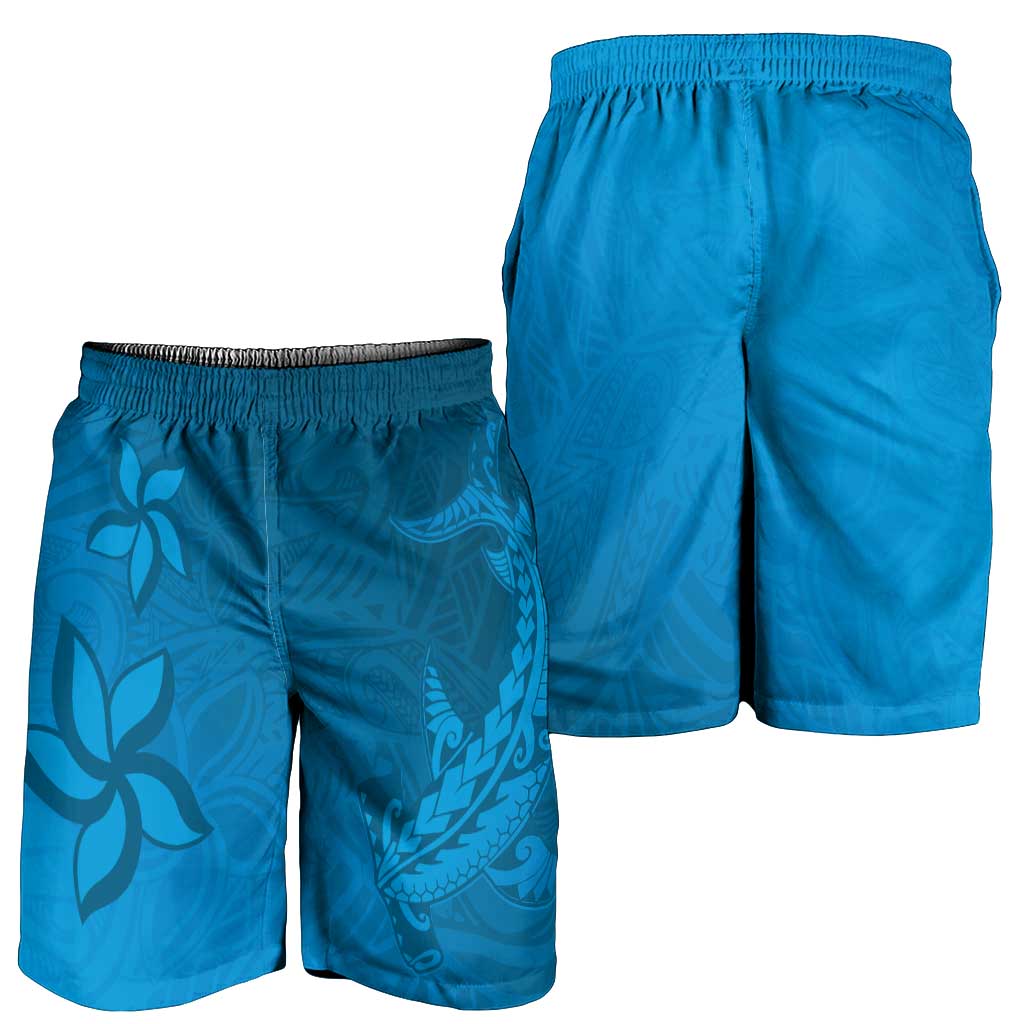 Blue Gradient Polynesia Shorts for Men Hawaiian Tribal Hammerhead Shark Tattoo LT14 - Polynesian Pride