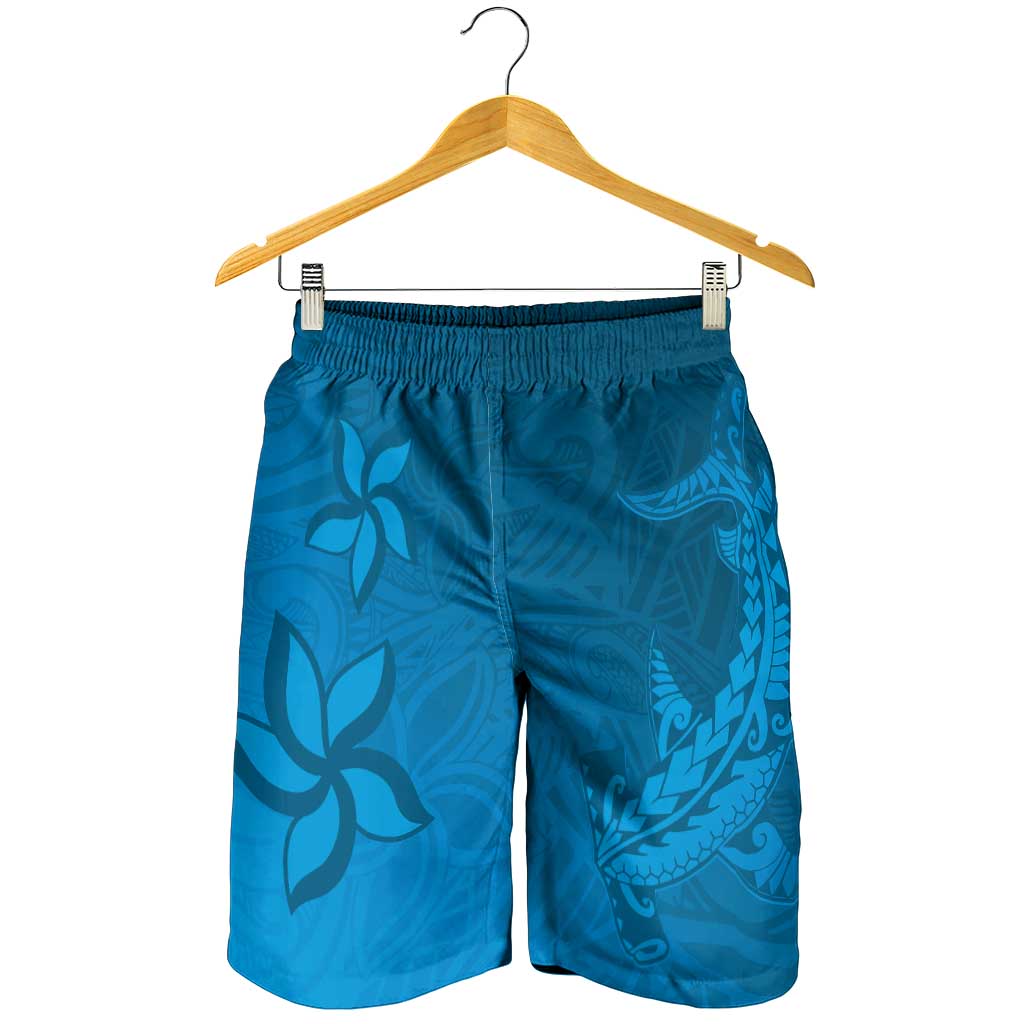 Blue Gradient Polynesia Shorts for Men Hawaiian Tribal Hammerhead Shark Tattoo LT14 - Polynesian Pride