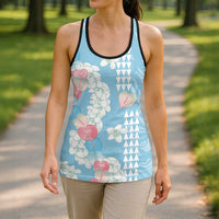 Blue Hawaii Anthurium Plumeria Lei Hollow Tank Top LT9 - Polynesian Pride