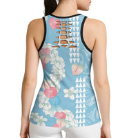 Blue Hawaii Anthurium Plumeria Lei Hollow Tank Top LT9 - Polynesian Pride