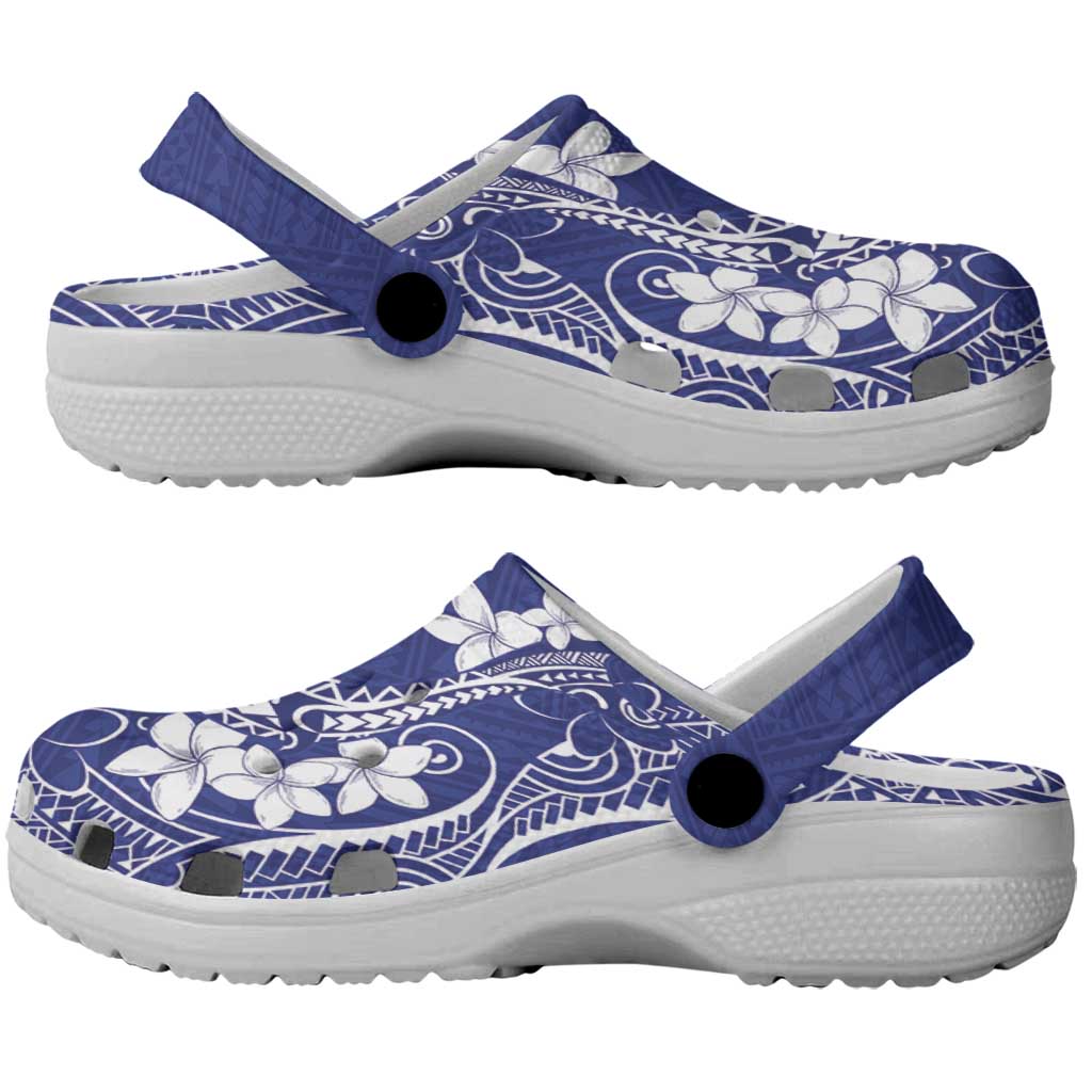 Blue Hawaii Clogs Shoes Hammerhead Shark Tattoo Curve Polynesian - Polynesian Pride