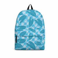Blue Hawaii Kalo Palaka Motifs Backpack Hawaiian Taro Leaves Elegant Vibes LT14 Blue - Polynesian Pride
