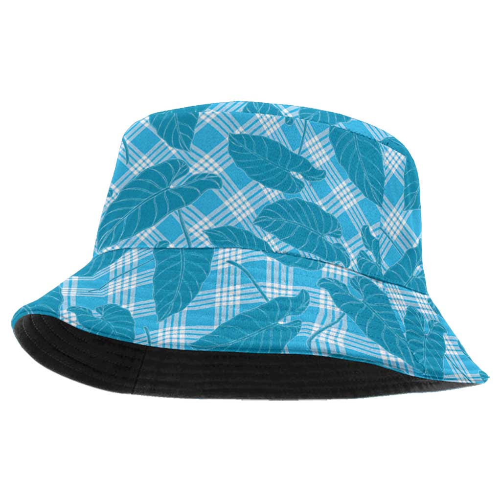 Blue Hawaii Kalo Palaka Motifs Bucket Hat Hawaiian Taro Leaves Elegant Vibes LT14 One Size Blue - Polynesian Pride