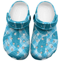 Blue Hawaii Kalo Palaka Motifs Clogs Shoes Hawaiian Taro Leaves Elegant Vibes LT14 Blue - Polynesian Pride