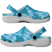 Blue Hawaii Kalo Palaka Motifs Clogs Shoes Hawaiian Taro Leaves Elegant Vibes LT14 - Polynesian Pride