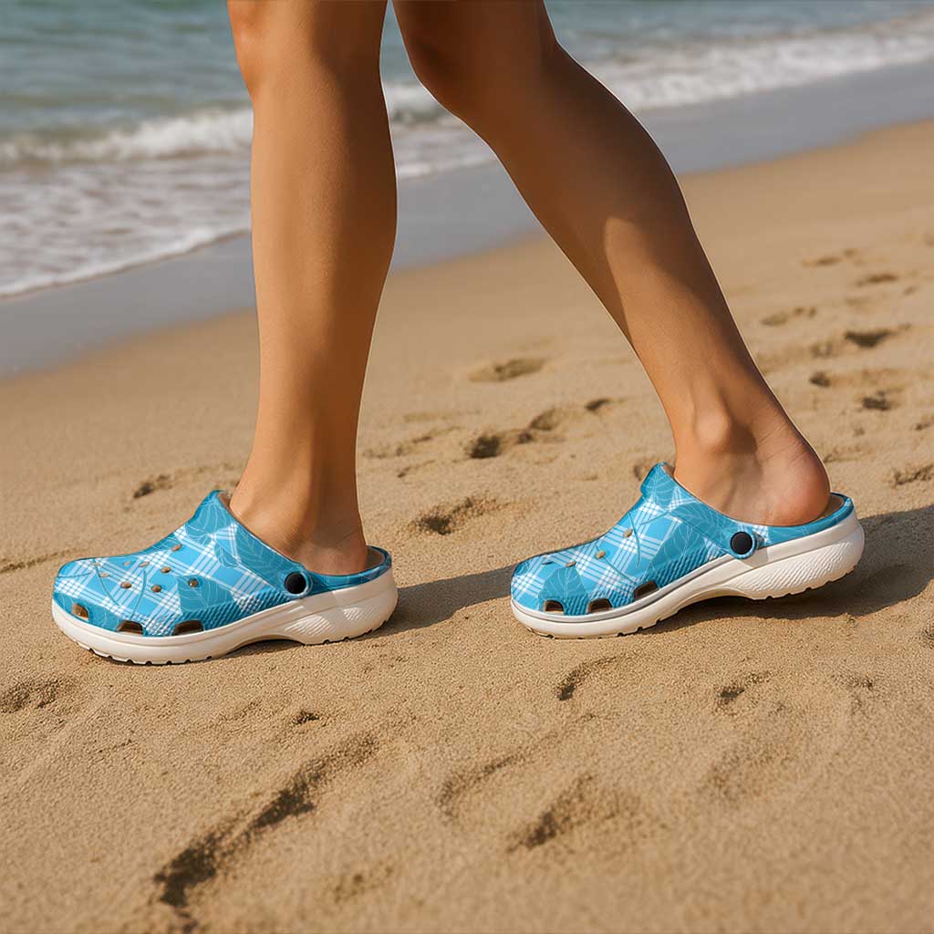 Blue Hawaii Kalo Palaka Motifs Clogs Shoes Hawaiian Taro Leaves Elegant Vibes LT14 - Polynesian Pride