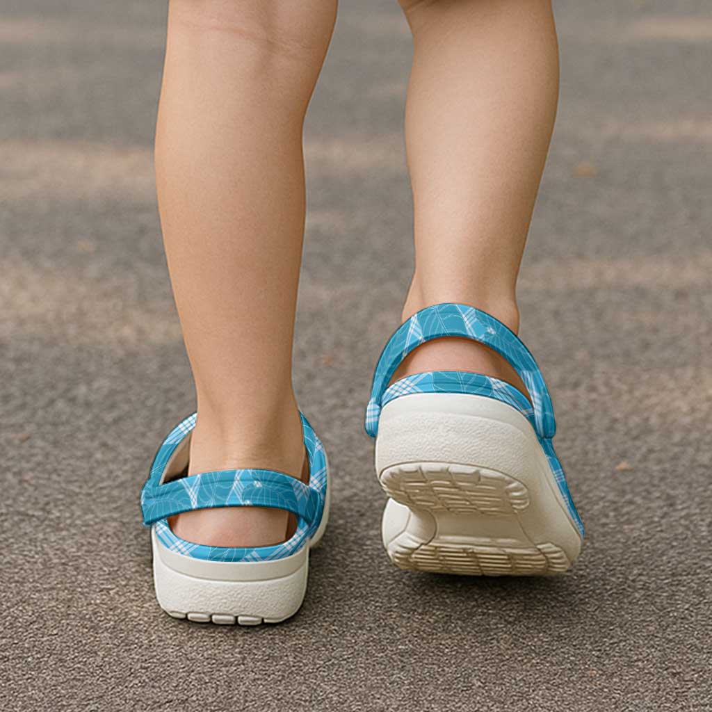 Blue Hawaii Kalo Palaka Motifs Clogs Shoes Hawaiian Taro Leaves Elegant Vibes LT14 - Polynesian Pride
