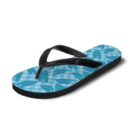 Blue Hawaii Kalo Palaka Motifs Flip Flops Hawaiian Taro Leaves Elegant Vibes LT14 - Polynesian Pride