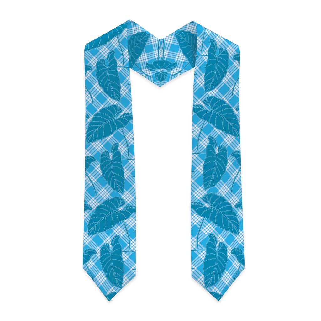 Blue Hawaii Kalo Palaka Motifs Graduation Stole Hawaiian Taro Leaves Elegant Vibes LT14 - Polynesian Pride