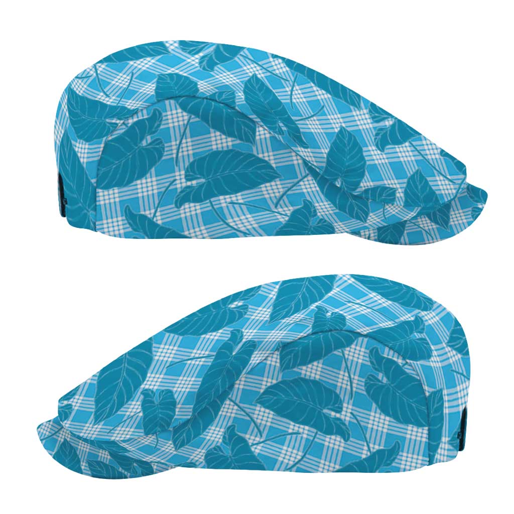 Blue Hawaii Kalo Palaka Motifs Jeff Hat Hawaiian Taro Leaves Elegant Vibes LT14 - Polynesian Pride