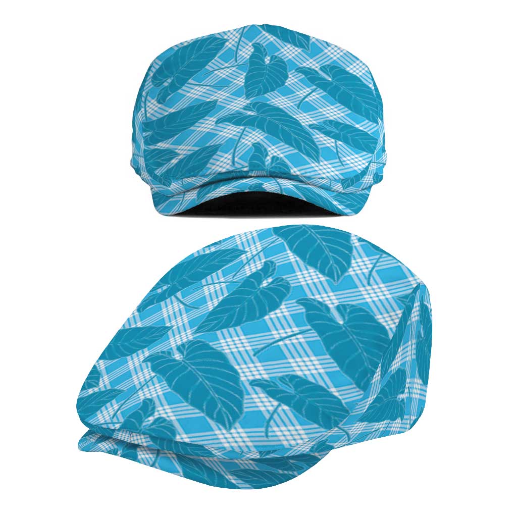 Blue Hawaii Kalo Palaka Motifs Jeff Hat Hawaiian Taro Leaves Elegant Vibes LT14 - Polynesian Pride