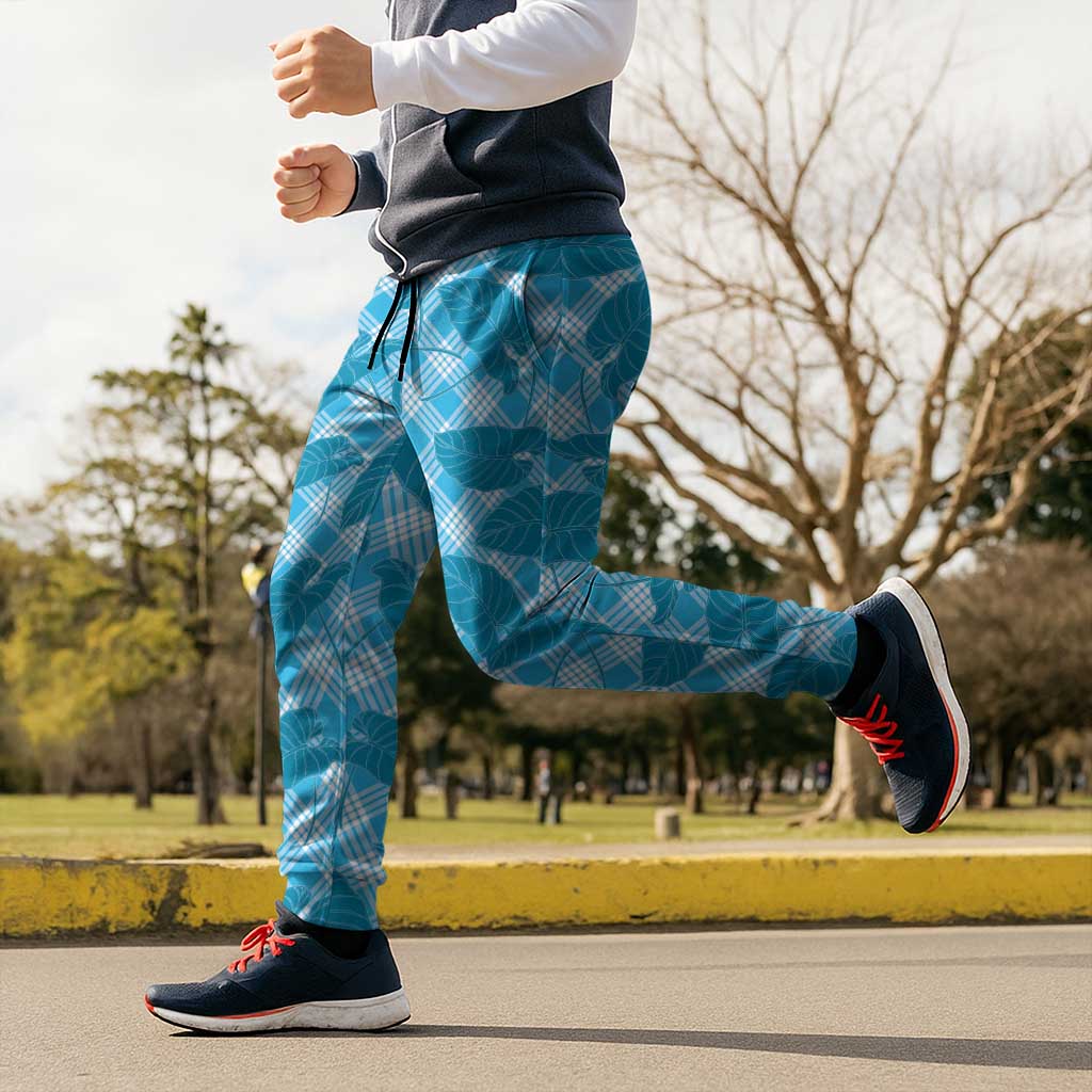 Blue Hawaii Kalo Palaka Motifs Jogger Pants Hawaiian Taro Leaves Elegant Vibes LT14 - Polynesian Pride