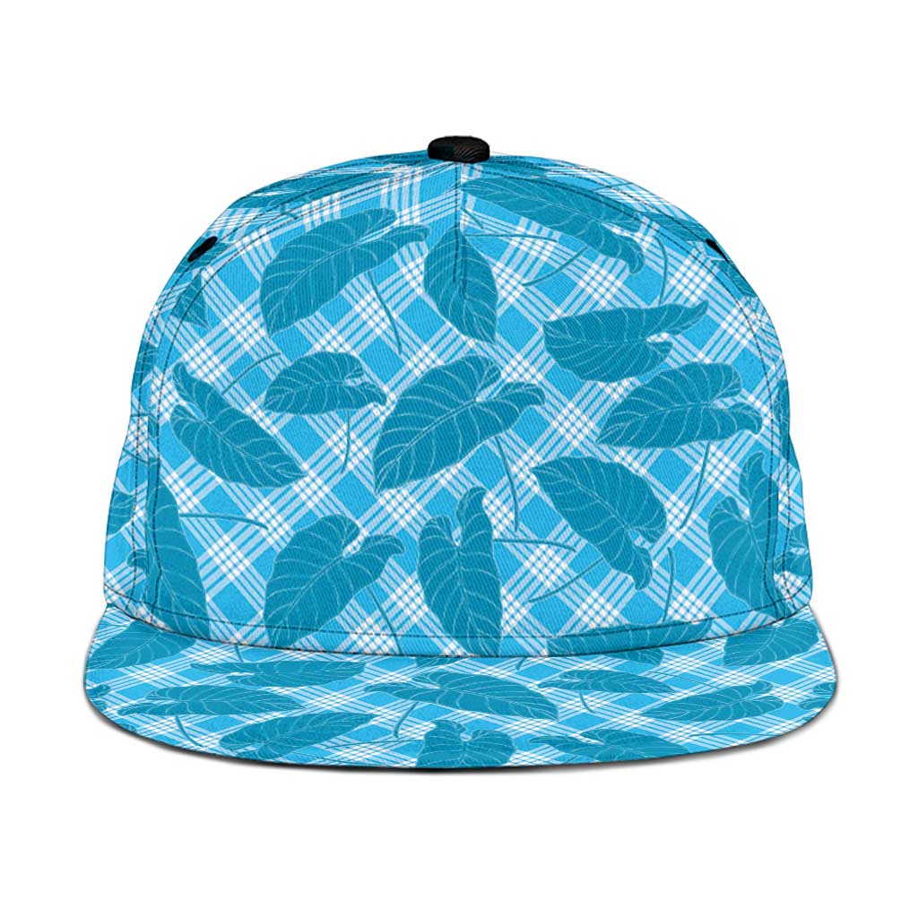 Blue Hawaii Kalo Palaka Motifs Snapback Cap Hawaiian Taro Leaves Elegant Vibes