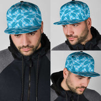 Blue Hawaii Kalo Palaka Motifs Snapback Cap Hawaiian Taro Leaves Elegant Vibes LT14 - Polynesian Pride
