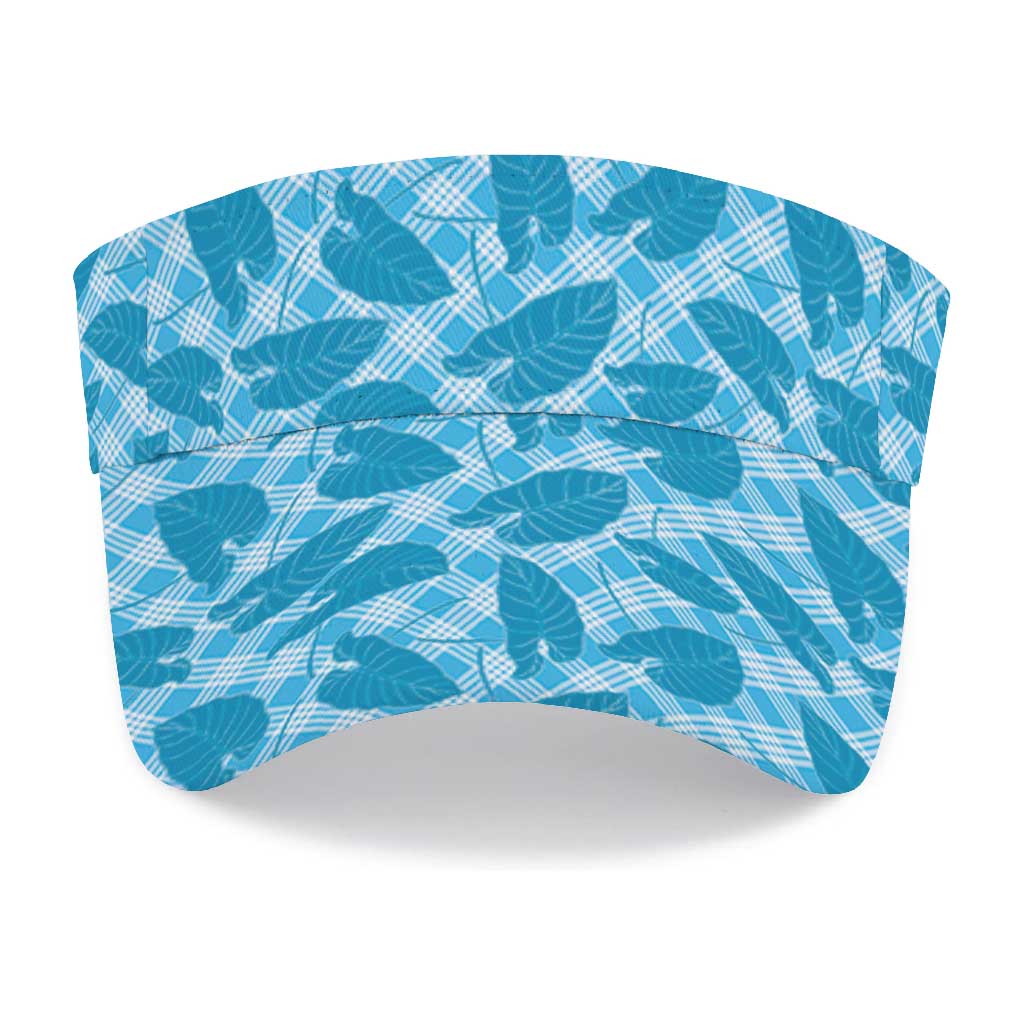 Blue Hawaii Kalo Palaka Motifs Sun Visor Cap Hawaiian Taro Leaves Elegant Vibes LT14 - Polynesian Pride