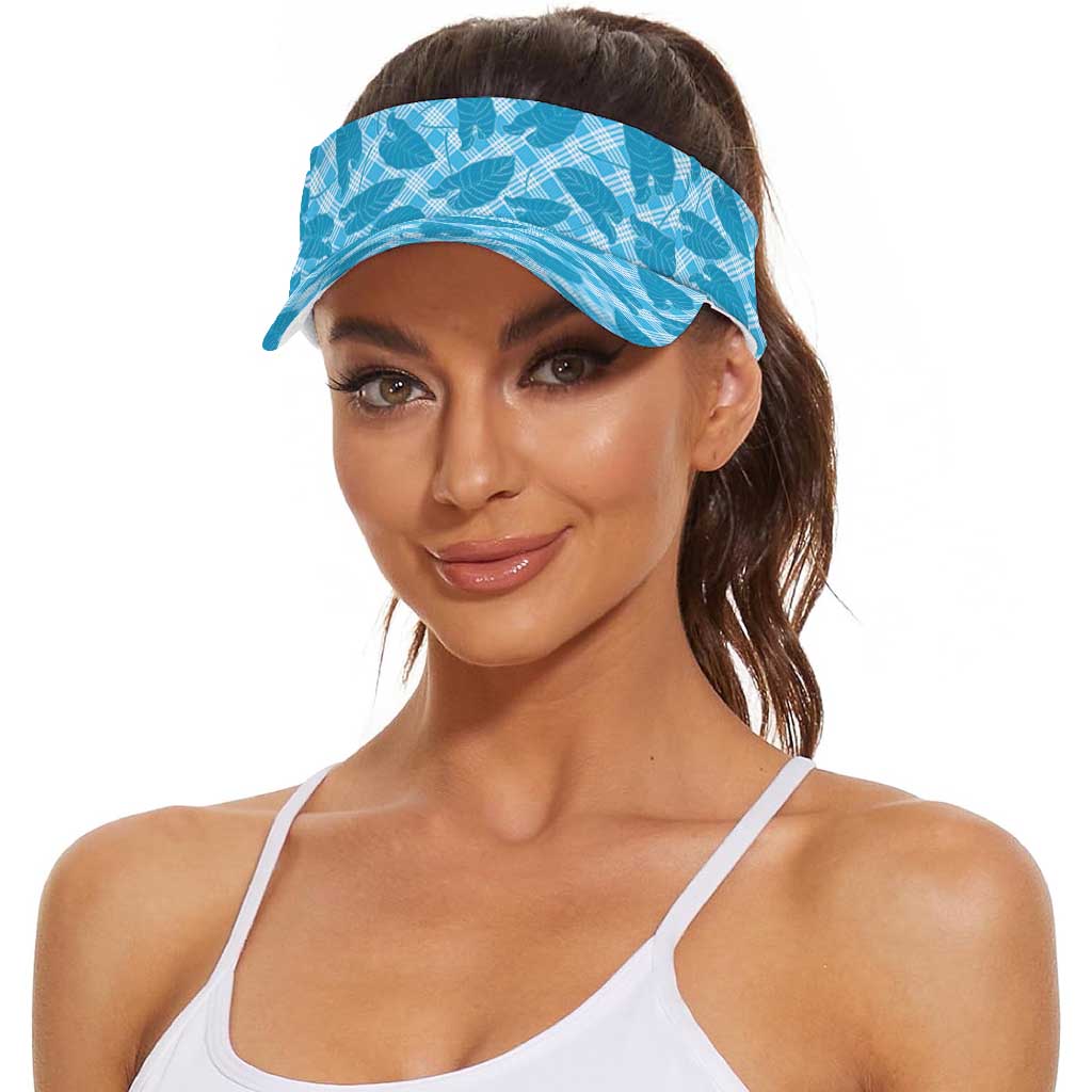 Blue Hawaii Kalo Palaka Motifs Sun Visor Cap Hawaiian Taro Leaves Elegant Vibes LT14 - Polynesian Pride