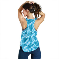 Blue Hawaii Kalo Palaka Motifs Women Racerback Tank Hawaiian Taro Leaves Elegant Vibes