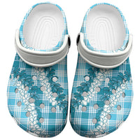 Blue Hawaii Palaka Clogs Shoes Hawaiian Honohono Lei LT05 Blue - Polynesian Pride