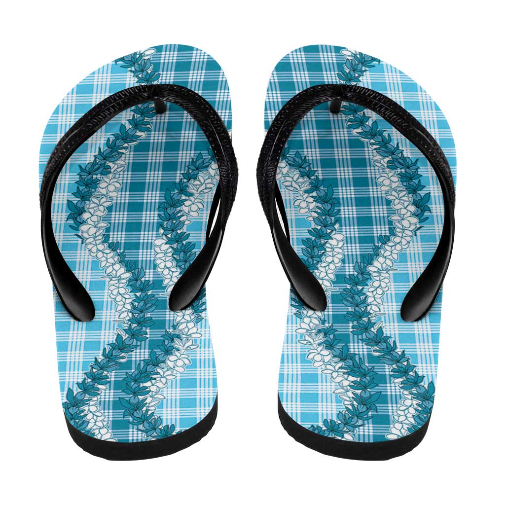 Blue Hawaii Palaka Flip Flops Hawaiian Honohono Lei LT05 - Polynesian Pride