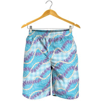 Blue Hawaii Palaka Honohono Pikake Shorts for Men Hawaiian Orchid Lei Polynesian Pattern LT14 - Polynesian Pride