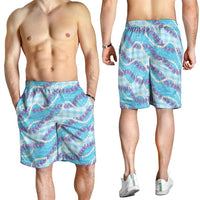 Blue Hawaii Palaka Honohono Pikake Shorts for Men Hawaiian Orchid Lei Polynesian Pattern LT14 - Polynesian Pride