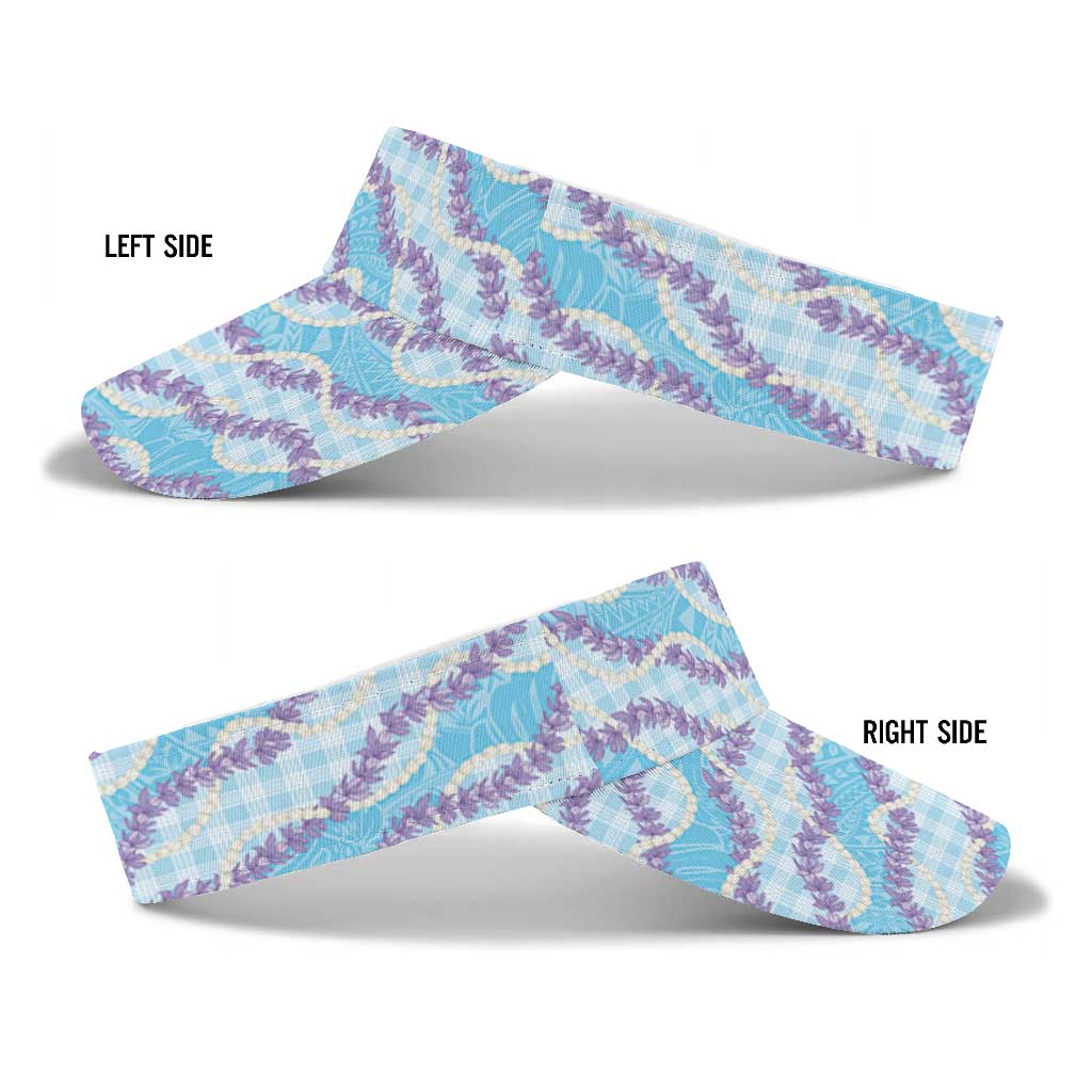 Blue Hawaii Palaka Honohono Pikake Sun Visor Cap Hawaiian Orchid Lei Polynesian Pattern LT14 - Polynesian Pride