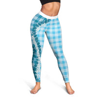 Blue Hawaii Palaka Leggings Hawaiian Honohono Lei LT05 - Polynesian Pride