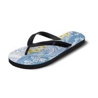 Blue Hawaii Shark Tattoo Flip Flops Puakenikeni Lei Plumeria Polynesian Pattern LT14 - Polynesian Pride