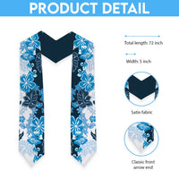 Blue Hibiscus Plumeria Floral Graduation Stole LT01 - Polynesian Pride