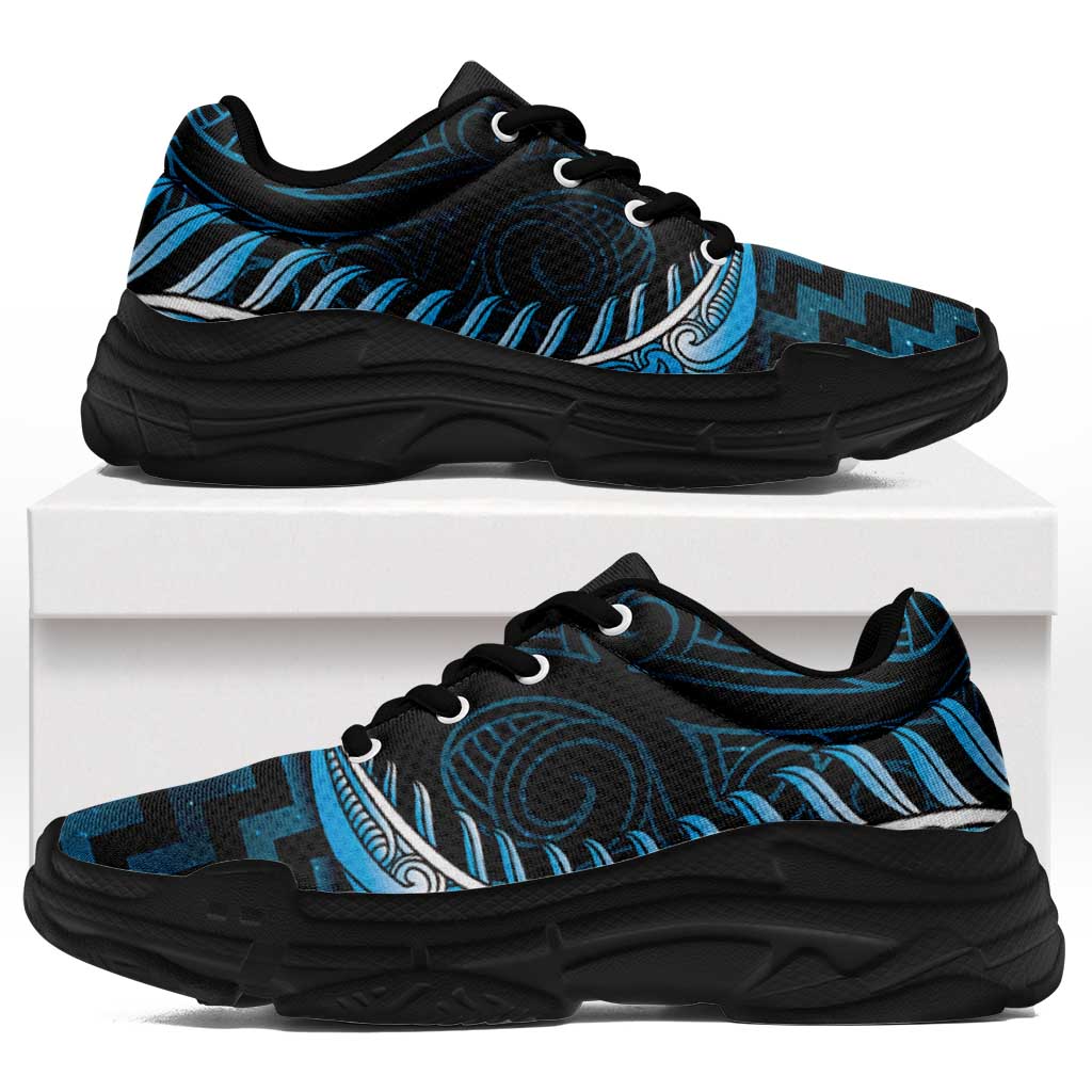 Blue Matariki New Zealand Chunky Sneakers Maori Poutama Galaxy Vibes LT14 Blue - Polynesian Pride