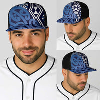 Blue New Zealand Baseball Net Cap Aotearoa Kowhaiwhai Mix Taniko Art - Polynesian Pride
