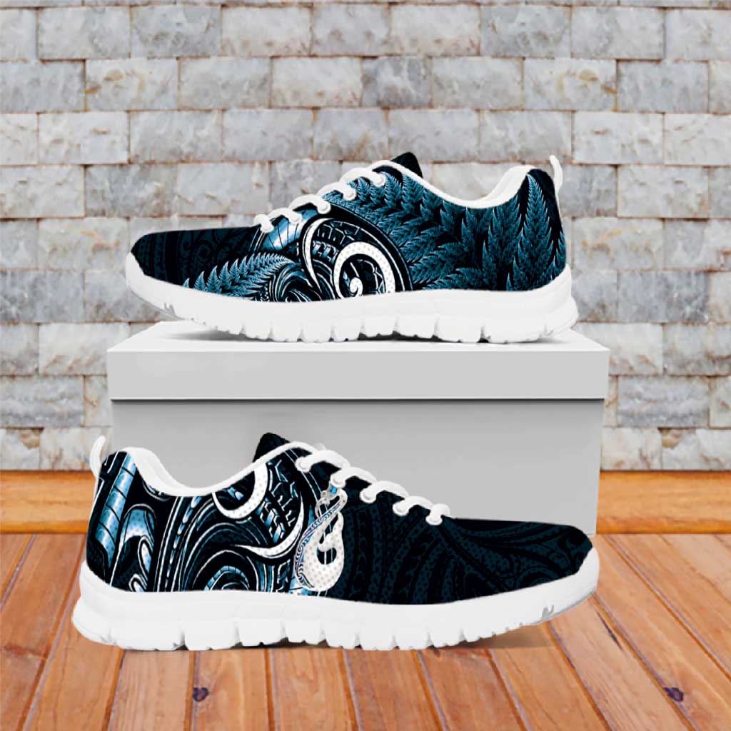 Blue New Zealand Sneakers Aotearoa Silver Fern With Manaia Maori Unique LT14 Blue - Polynesian Pride