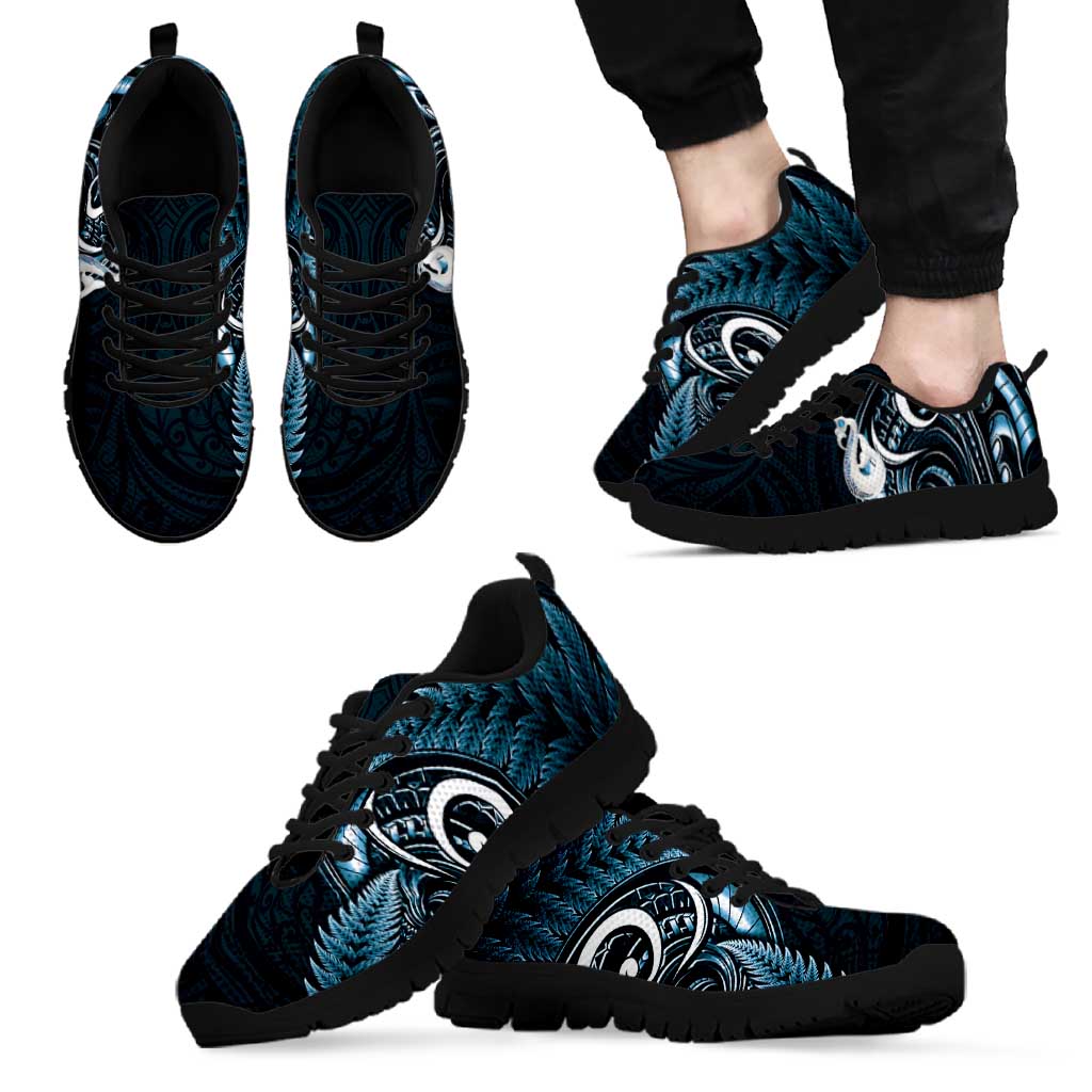 Blue New Zealand Sneakers Aotearoa Silver Fern With Manaia Maori Unique LT14 - Polynesian Pride
