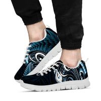 Blue New Zealand Sneakers Aotearoa Silver Fern With Manaia Maori Unique LT14 - Polynesian Pride